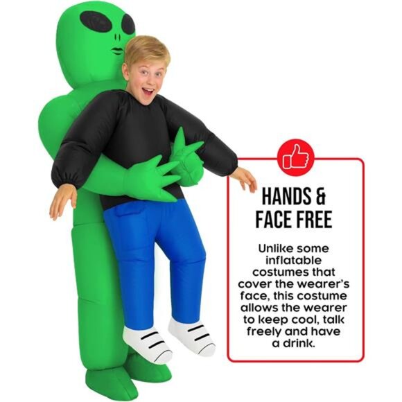 Morph Kids Alien Costume, Blow Up Inflatable Alien Costumes for Boys, Halloween - Picture 4 of 7